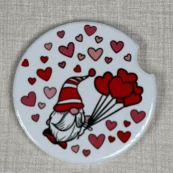 Custom Absorbent Ceramic Car Coasters For Cup Holders - Valentine's Day / Gnomes - Picture 3 of 3